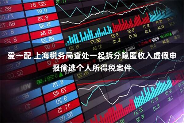 爱一配 上海税务局查处一起拆分隐匿收入虚假申报偷逃个人所得税案件